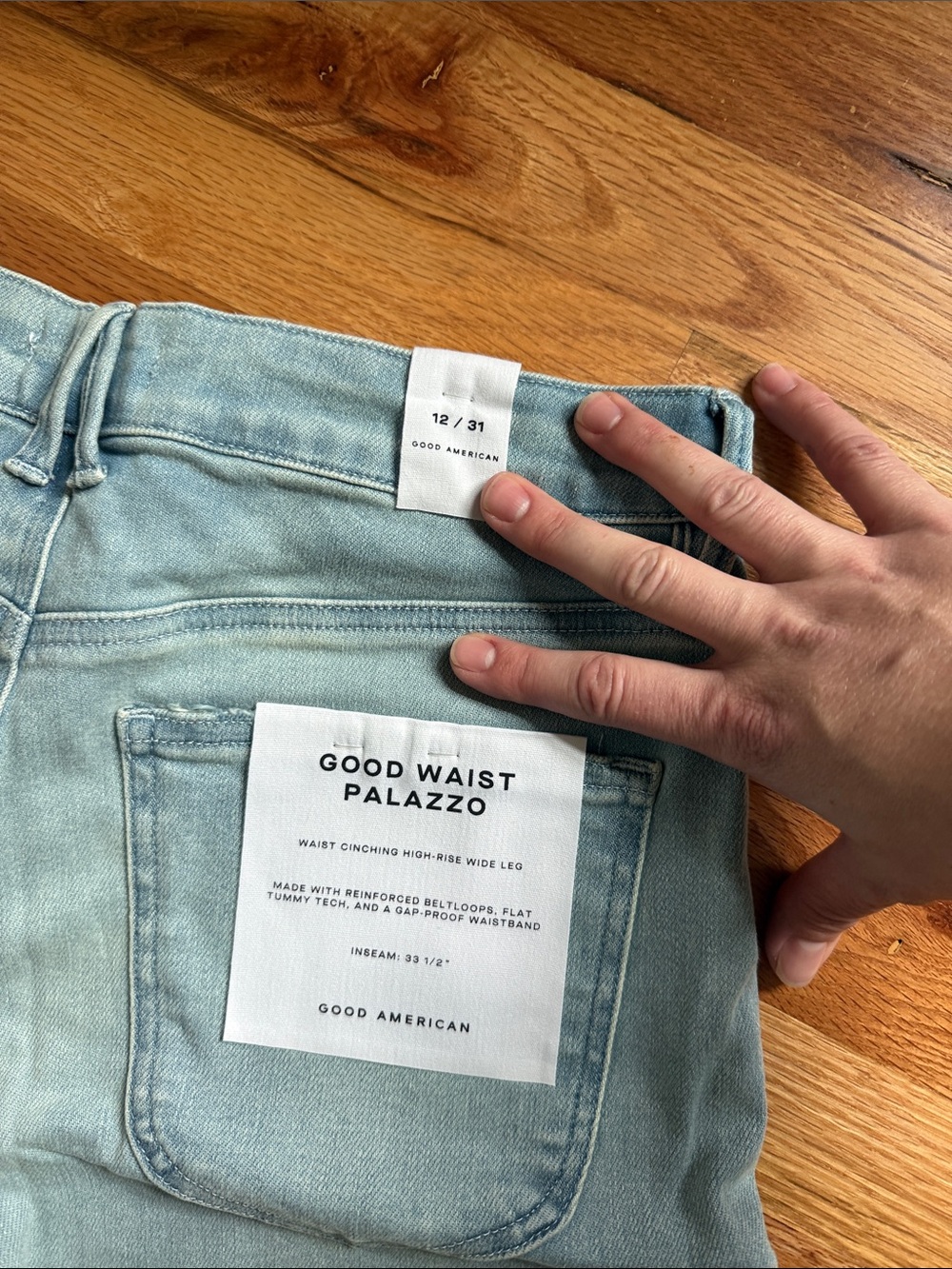 Good American Light Blue Good Waist Palazzo Jeans